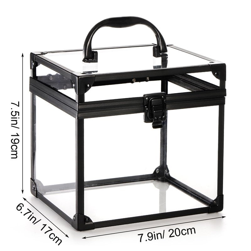 Okllen Crown Box, Clear Cosmetic Case, Acrylic Artists Display Case, Toiletry Train Case with Latches & Handle