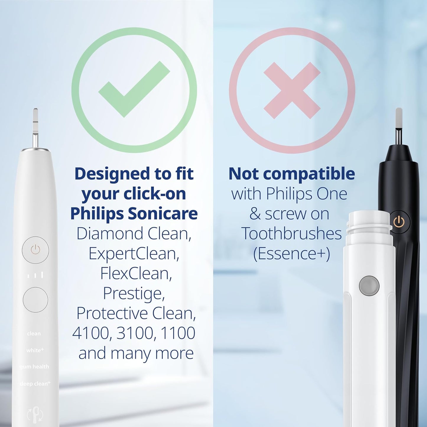 Philips Sonicare Compatible Mini Sensitive Toothbrush Heads - Soft Replacement Heads for Gentle Cleaning | 8 Pack - White