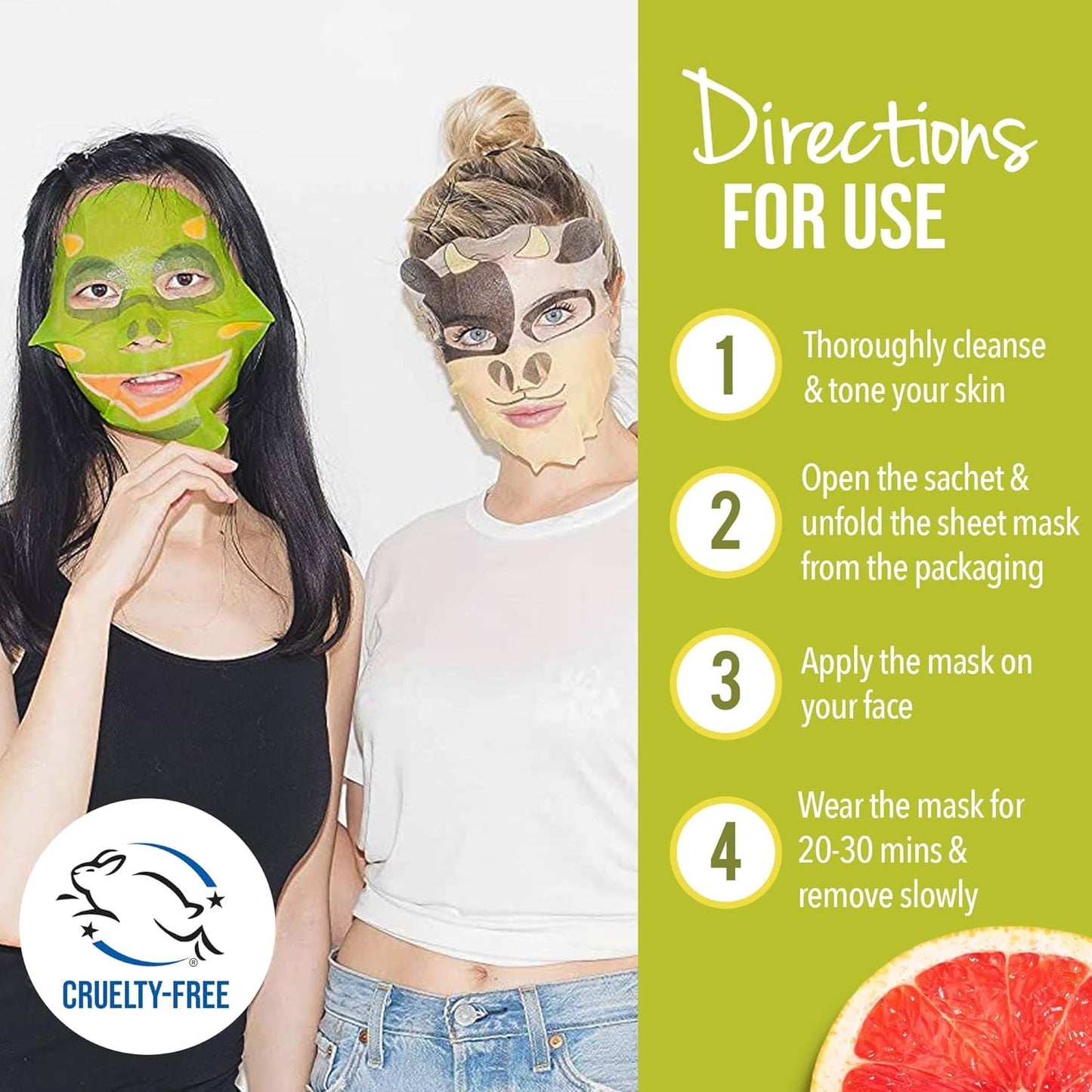 Masque Bar – 9 Piece Pretty Animalz Printed Sheet Masks – Made in Korea