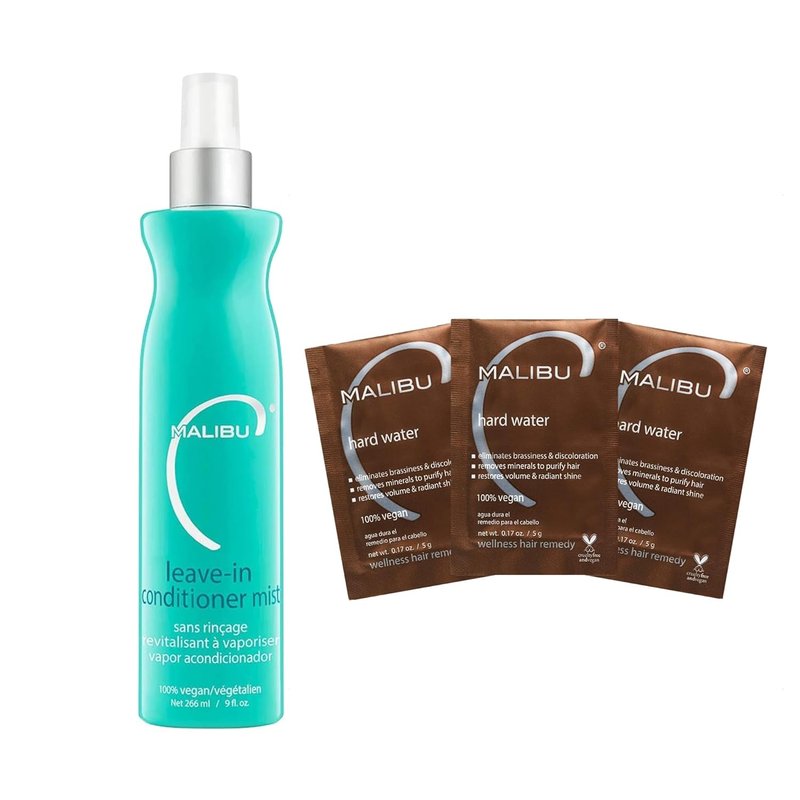 Malibu C Leave-In Conditioner Mist - Moisturizing Heat Protectant for All Hair Types | 9 oz, Hard Water Wellness Remedy