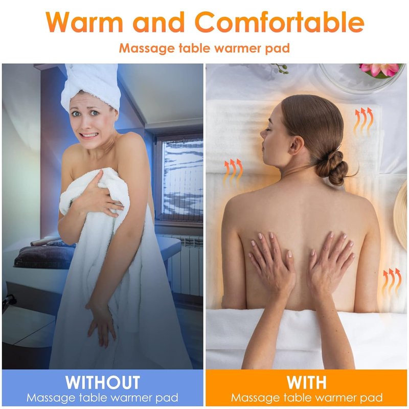 Electric Massage Table Warmer Pad - 9 Heat Settings | Digital Control, Overheat Protection, 72.8" x 30", White