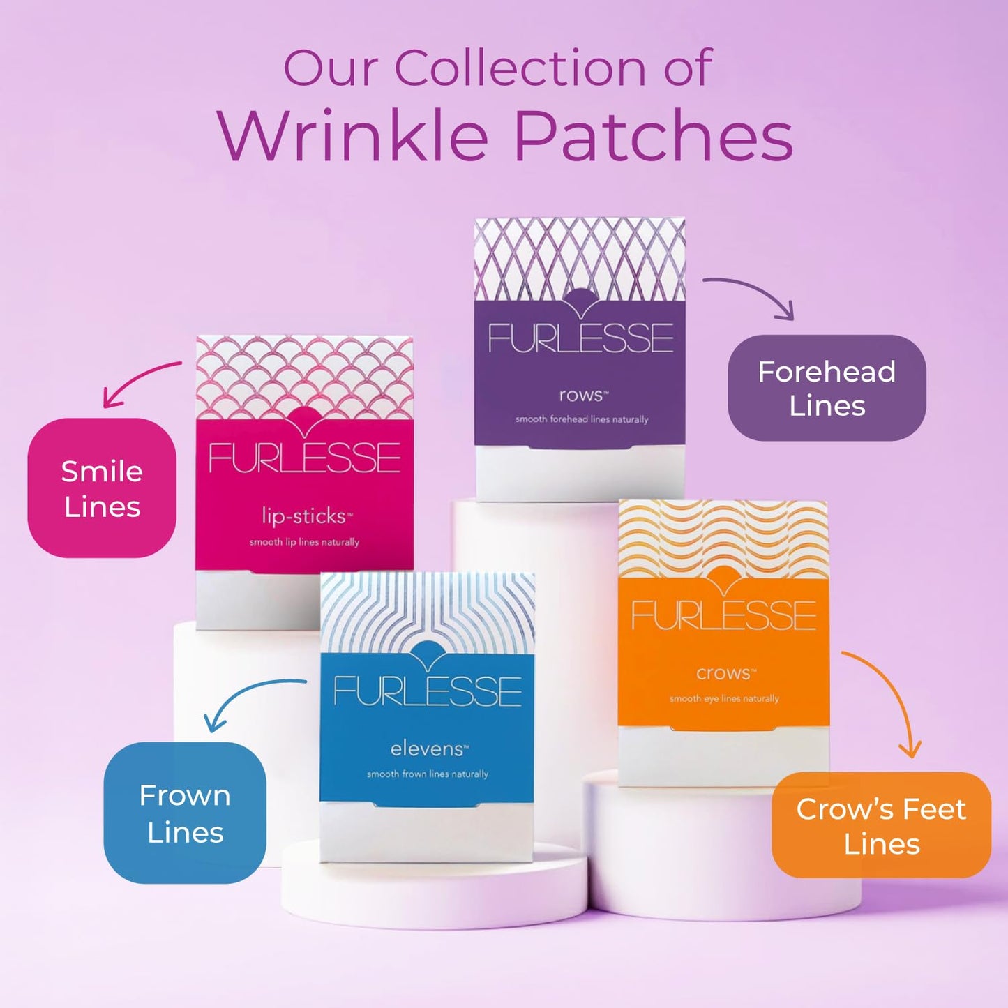 Furlesse Elevens Wrinkle Patches, Relax Fine Lines, Non-Invasive Anti-Wrinkle Tape for Frown Lines, Anti-Aging Skincare, 30-Count, 30-Day Use