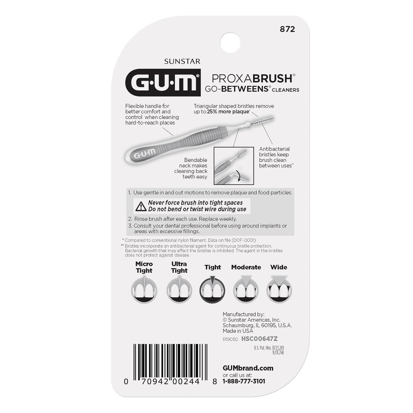 GUM Proxabrush Interdental Brushes - Soft Bristle Dental Picks for Plaque Removal | 10 Count (Pack of 6)