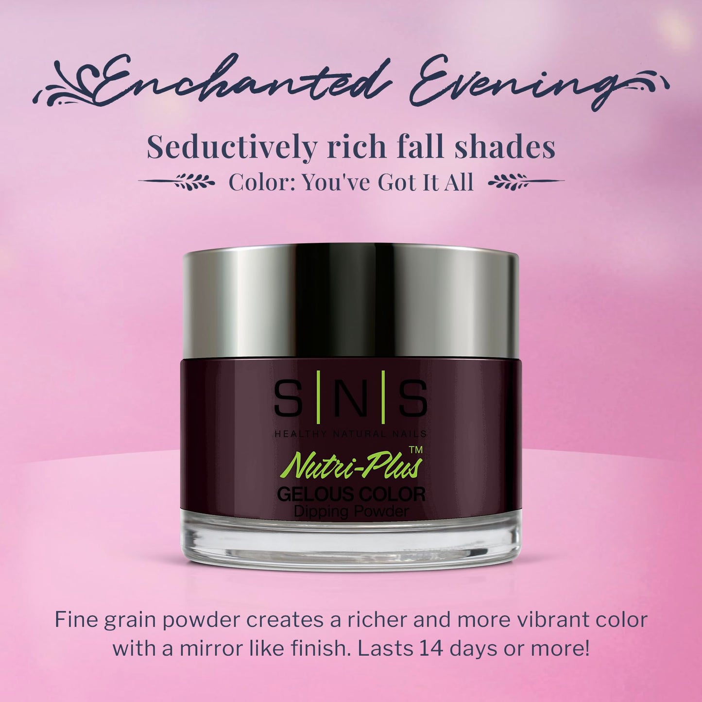 SNS Nail Dip Powder, Gelous Color Dipping Powder - You've Got It All (Purple/Plum), EE05 - Long-Lasting Acrylic Nail Color & Polish Lasts 14 Days - Low-Odor & No UV Lamp - 1.5 Oz