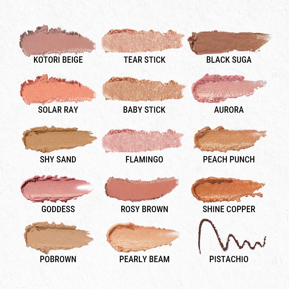 MAKEHEAL EYECROWN ARTCROQUIS STICK SHADOW, Buildable, glitter eye shadow, liner, cream [NATURAL MOOD KIT]