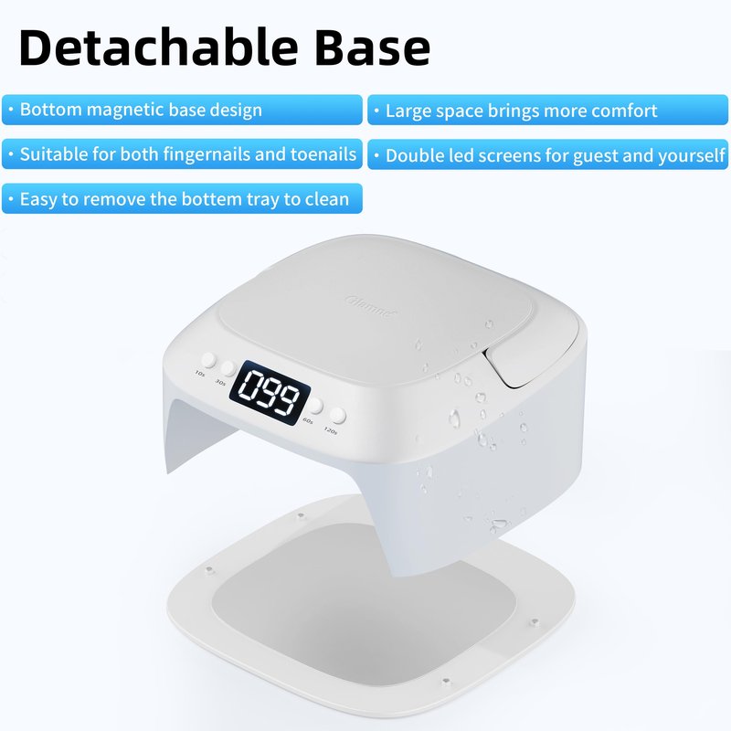 Glamne UV Gel Nail Lamp LED Nail Light Fast Dryer for Gel Polish Curing with Arm Rest Portable Handle 4 Timers Automatic Sensor Double Led Display