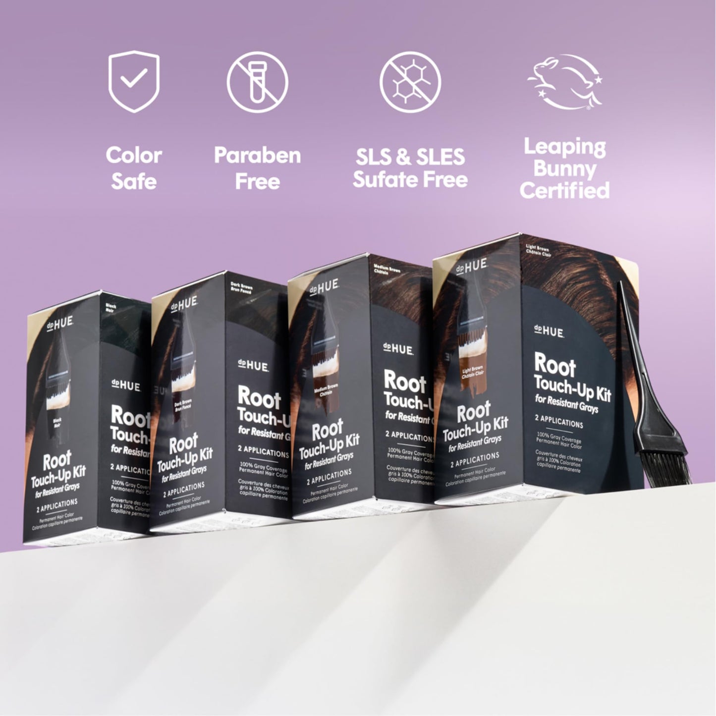 dpHUE Root Touch-Up Kit for Resistant Grays, Light Brown - Permanently Cover Difficult, Stubborn Gray Hair - 2 Applications Included - Vegan & Leaping Bunny Certified