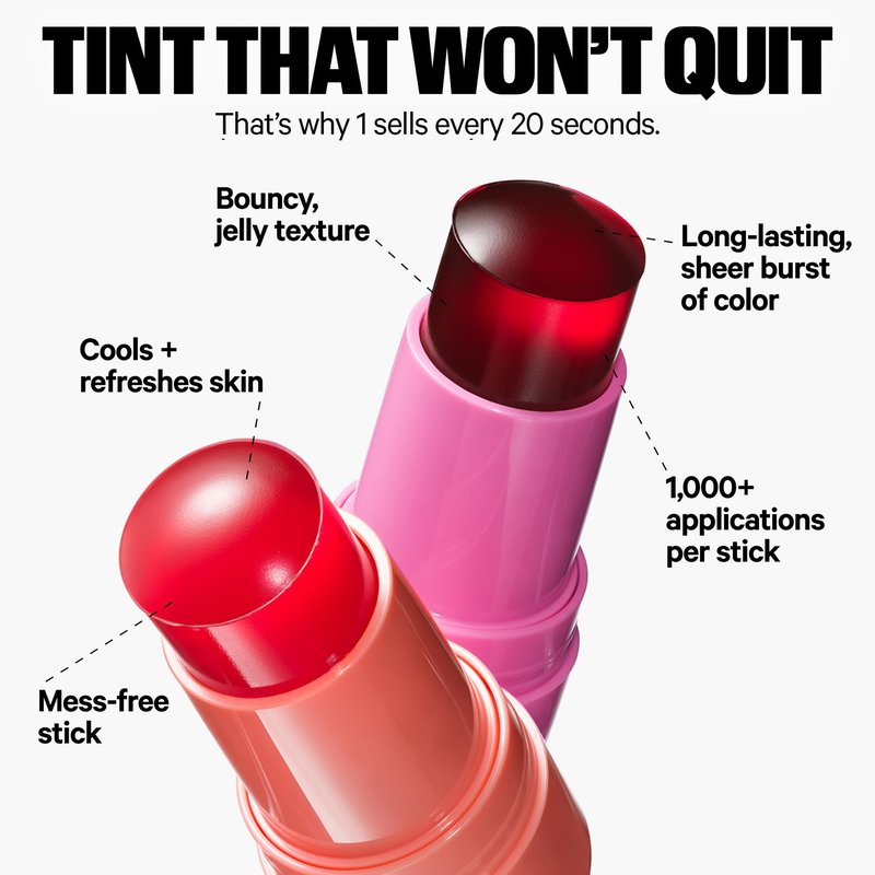 Milk Makeup Cooling Water Jelly Tint – Long-Lasting Sheer Lip + Cheek Stain with Firming Vegan Collagen + Hydrating Aloe – Transfer Proof, Buildable Lip Tint + Blush – Burst (Poppy Pink), 0.17 oz