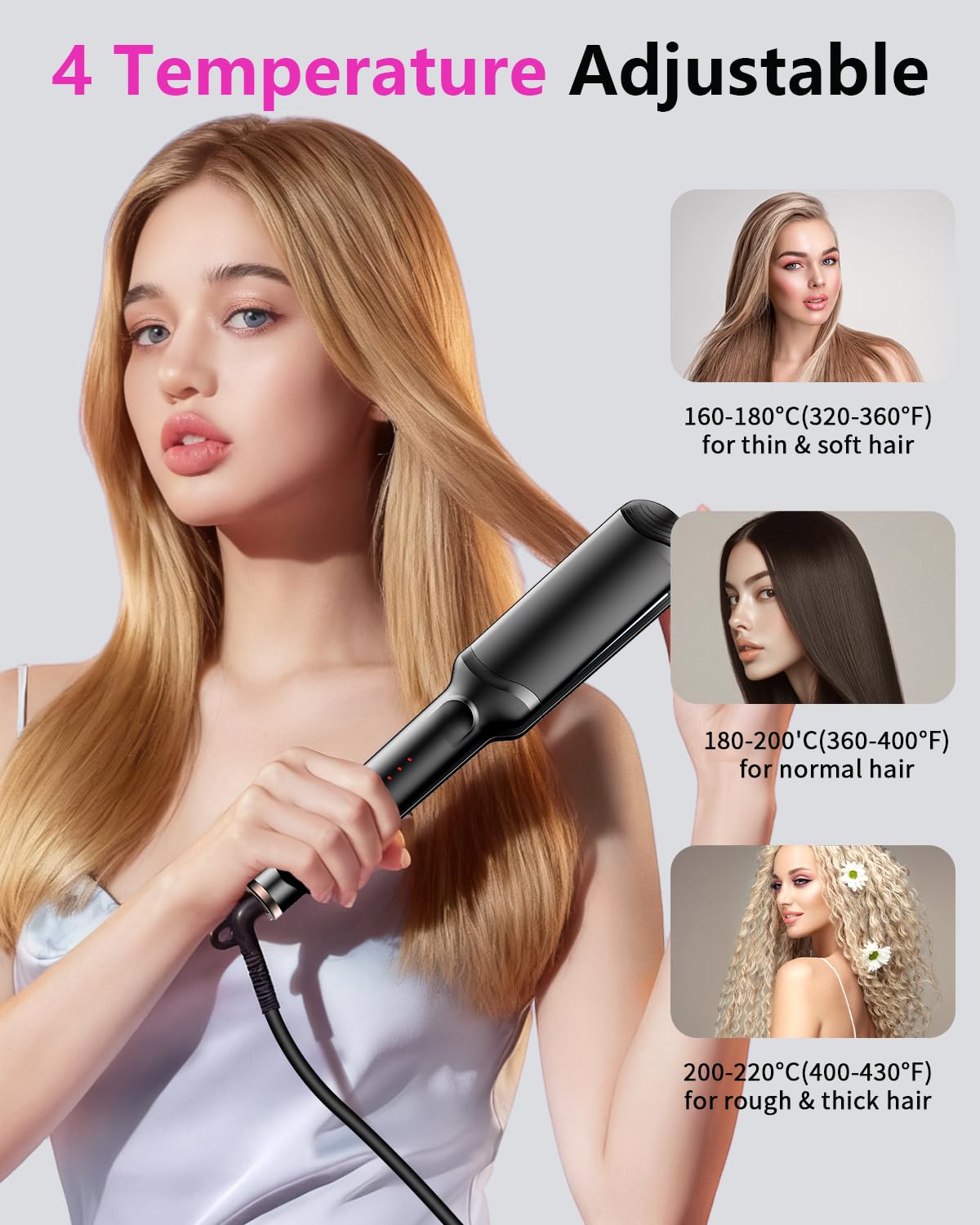 Hair Crimper Waver, Professional Hair Straightener Beach Waves Curling