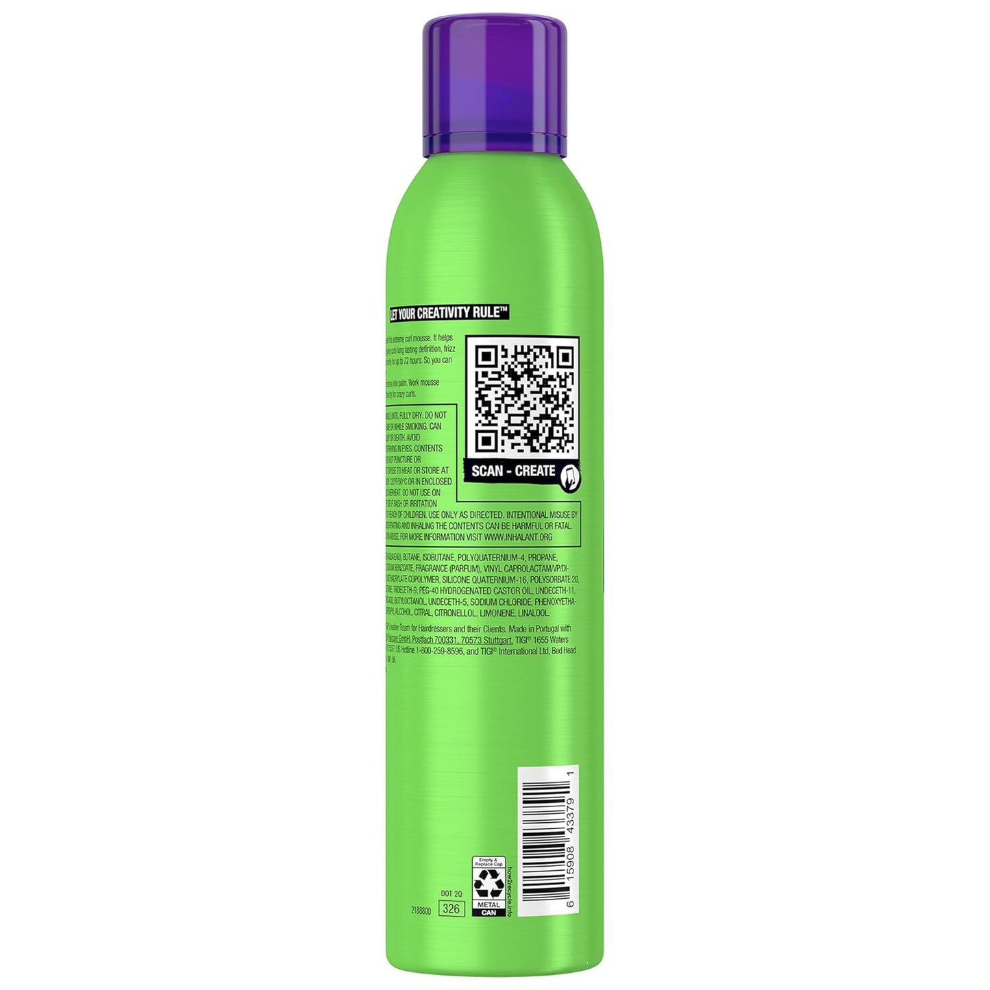 TIGI Bed Head Curl Mousse - Extreme Hold Curl Defining Hair Mousse | Anti-Frizz & Humidity Control, 8.4 Oz Each