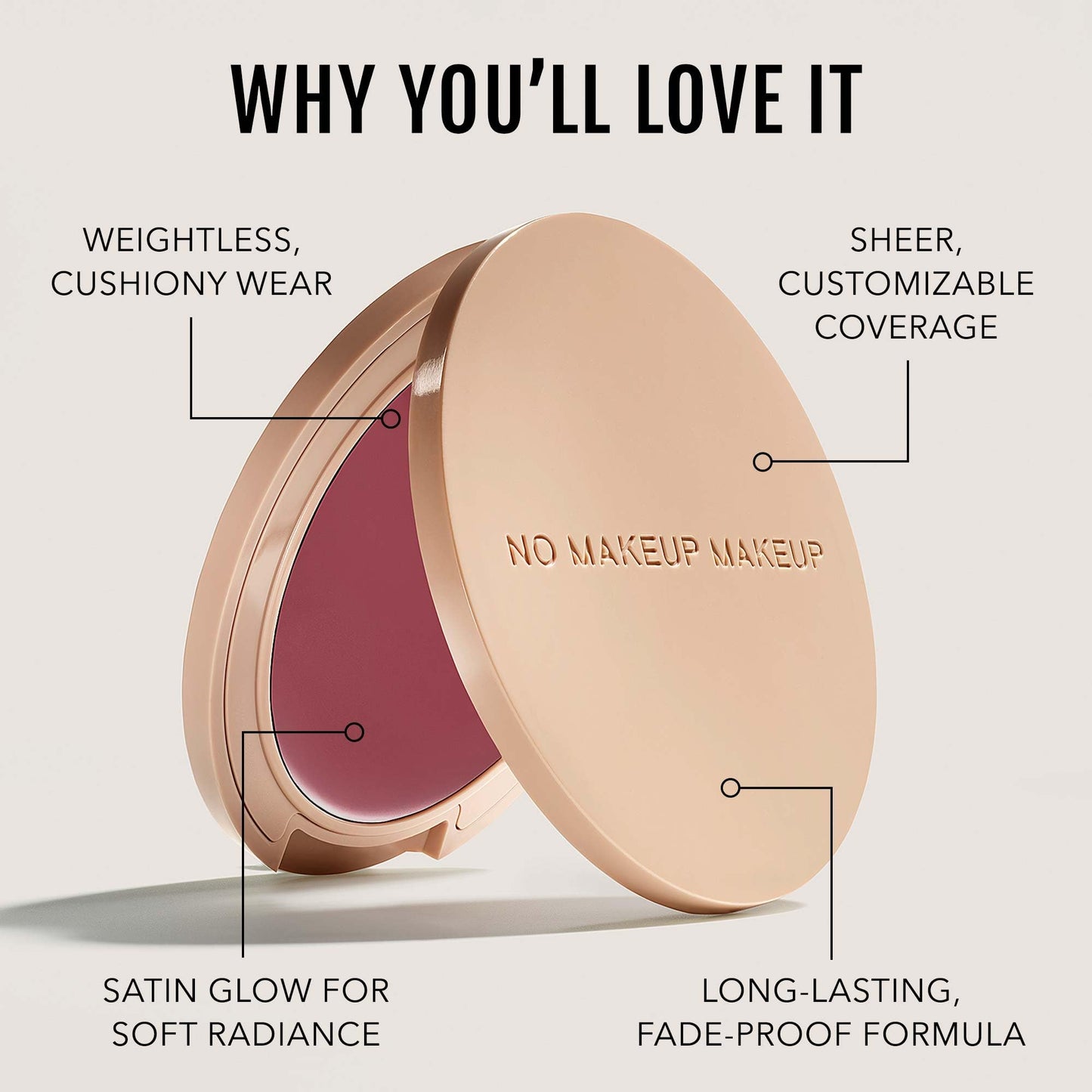 No Makeup Makeup Blush & Lip Duo with Blush Brush, Second-Skin Cream-Balm Formula Delivers a Long-Lasting Sheer Wash of Color, Buildable Coverage, Semi-Matte Finish, Includes Angled Brush, Plum