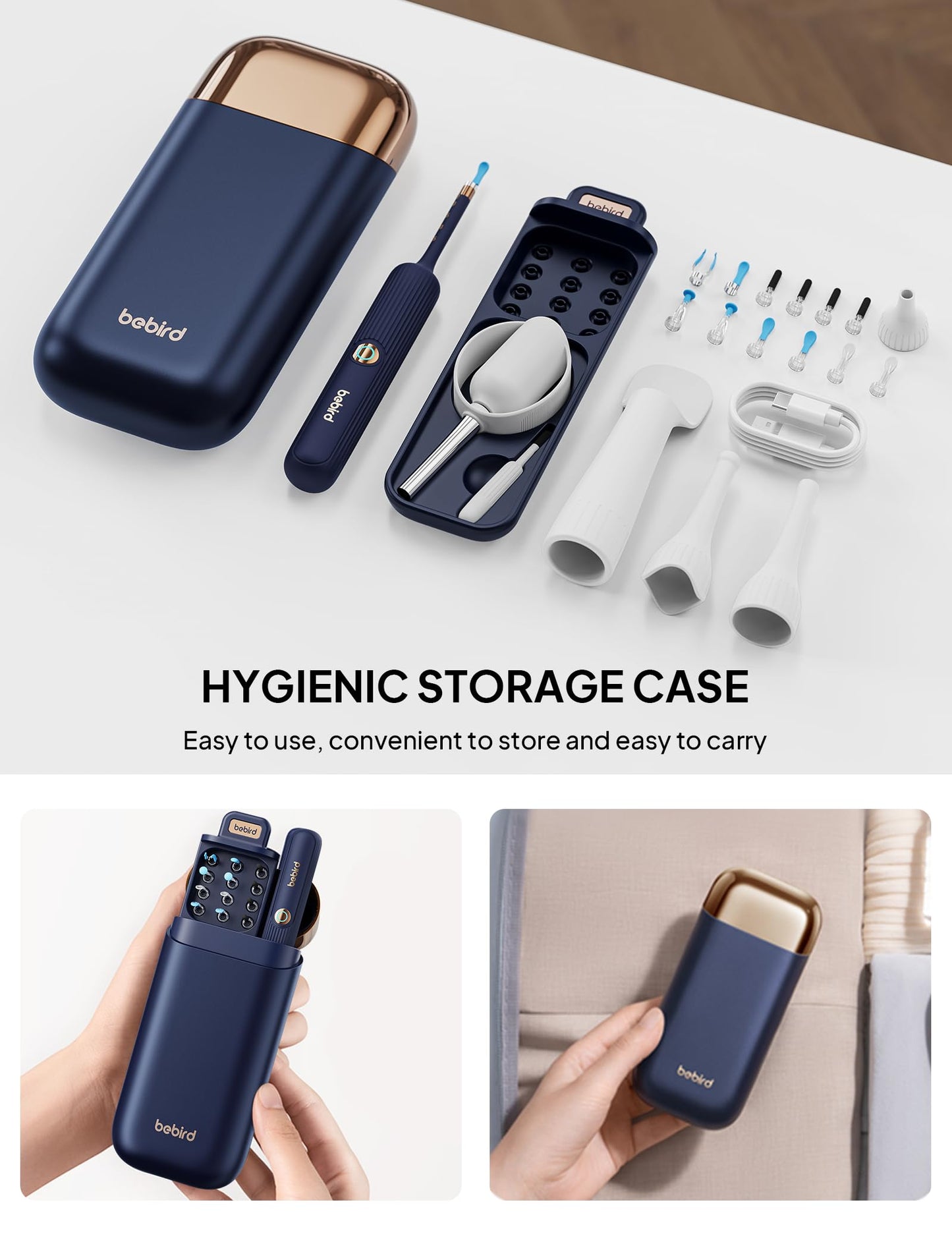 Ear Wax Removal Tool Camera, Visible Ear Cleaner Earwax Remover Kit with Tweezers, Flexible Ear Scope Otoscope with Light, Portable Cleaning Kit Earpick for Adults & Kids