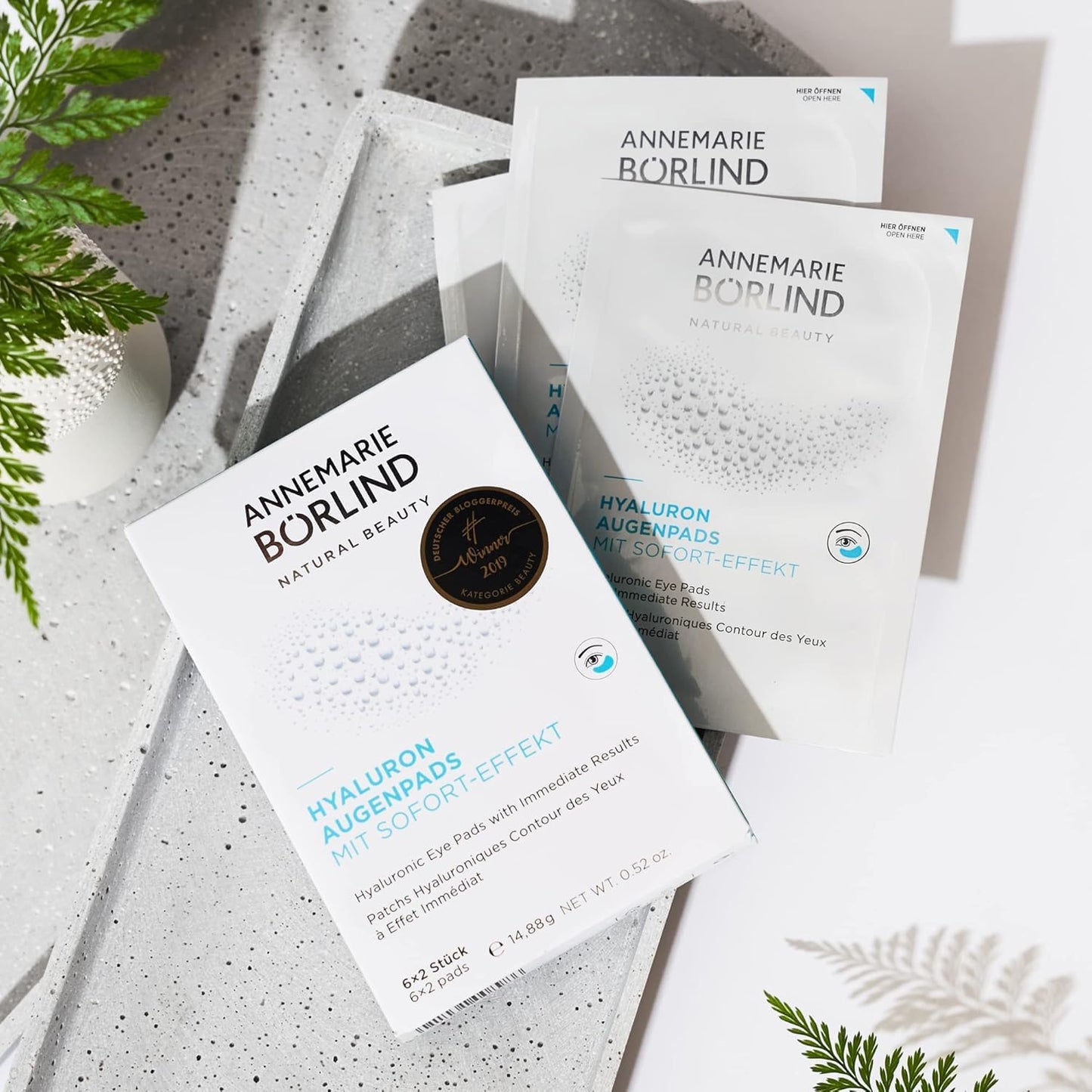 ANNEMARIE BÖRLIND Hyaluronic Acid Under Eye Mask – Vegan Eye Patches for Puffy Eyes with Tremella and Konjac Root– Remove Under Eye Bags Instantly – Cruelty-free Gel Eye Patch – 6 Pairs