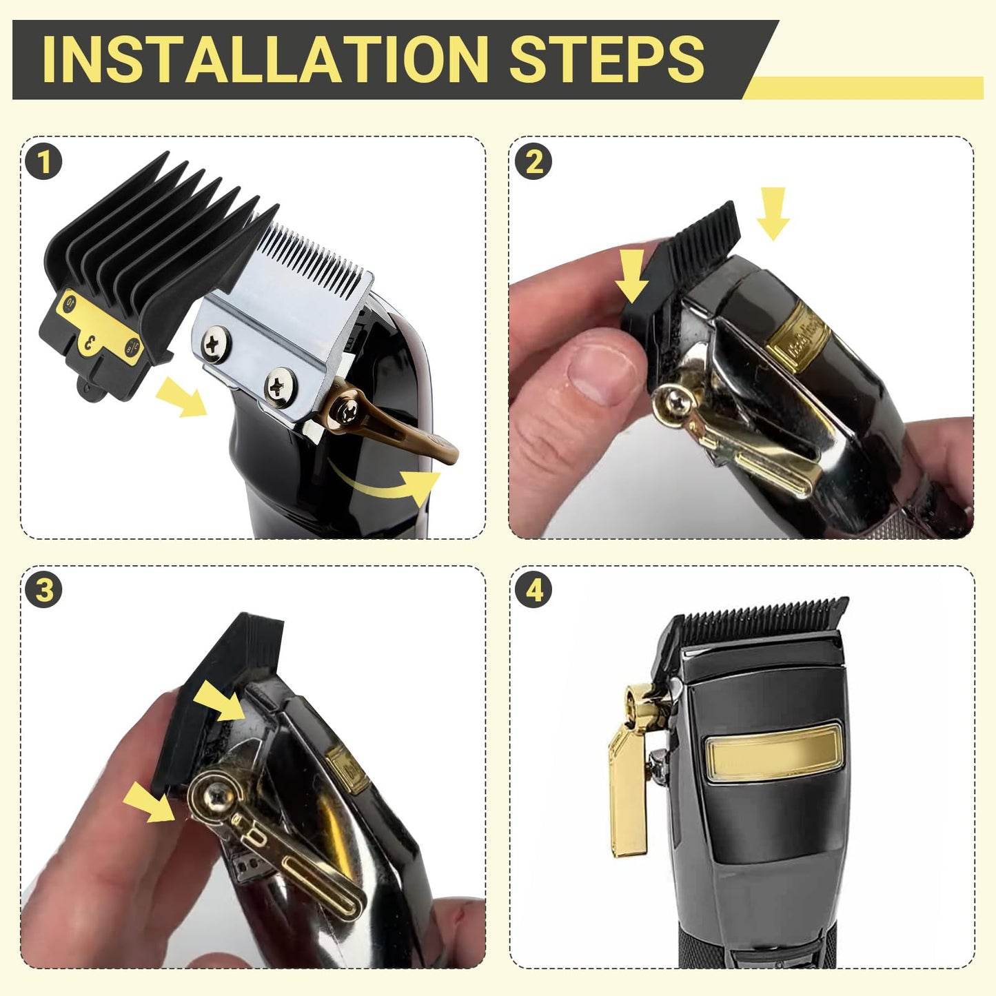 8 Packs Clipper Guards Replacement for BaBylissPRO Barberology FX870, FX880, FX825, FX673,FX899 and FX890 Clippers, Trimmer Guards Cutting Length from 1/16'' to 3/4'', Black