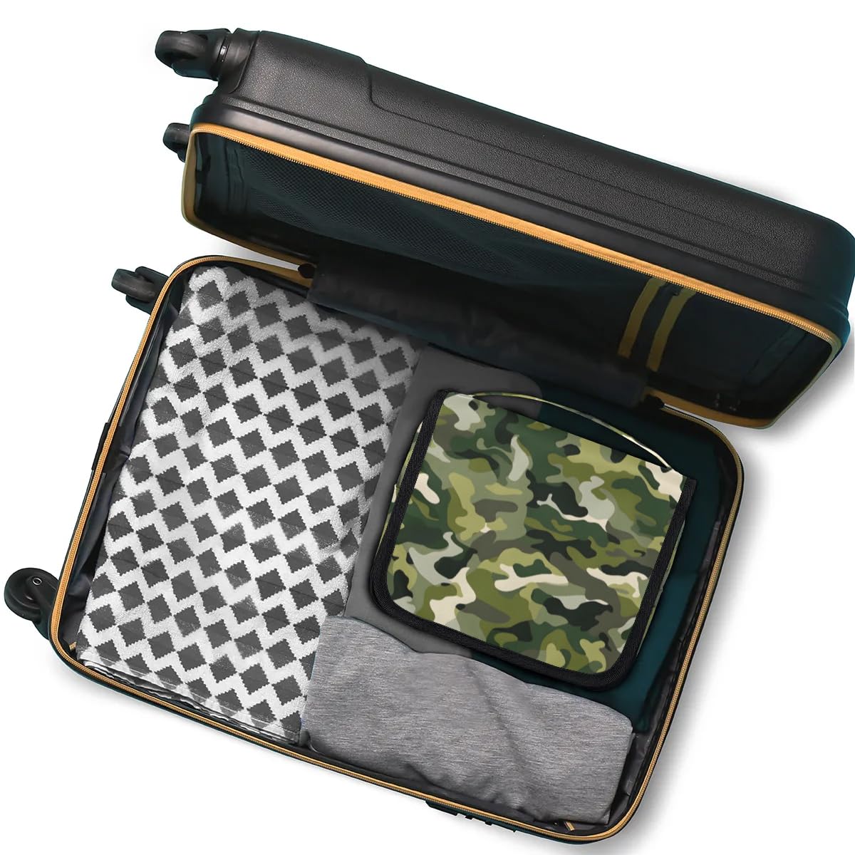 PATTERNFUL Camouflage Hanging Travel Toiletry Bag for Kids, Women Cosmetic Organizer Makeup Bag Pouch Men Shaving Dopp Kit Shower Bag With Sturdy Hook