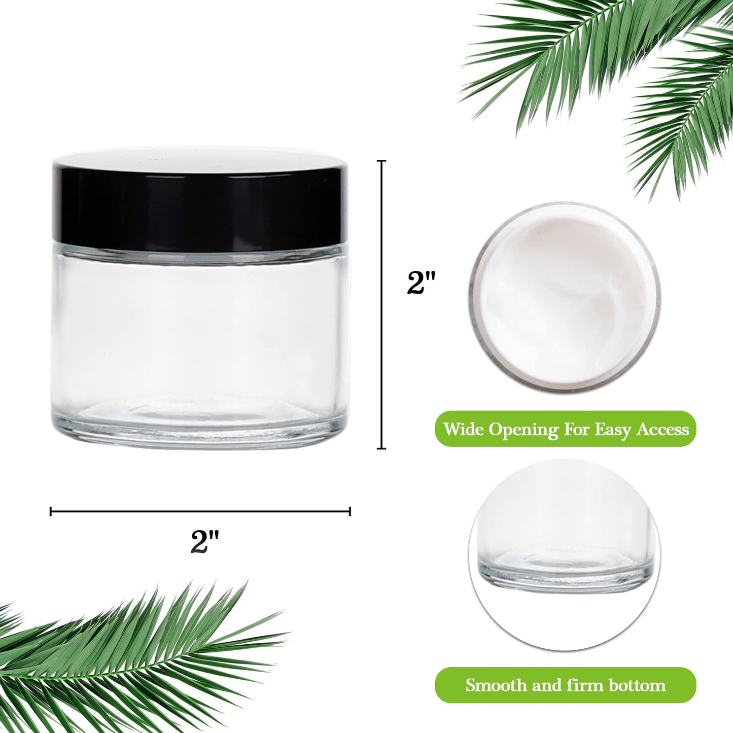 2oz Glass Jars with Lids, Hoa Kinh 40 Pack Empty Clear Glass Jars with Lids