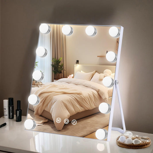 ZBOCAI Makeup Mirror, Vanity Mirror with Lights, Hollywood Mirror with 12 Dimmable Bulbs, 3 Color Modes and 12 Dimmable Bulbs, Smart Touch Control, Birthday Gifts for Women, Wife, Mom, Girls