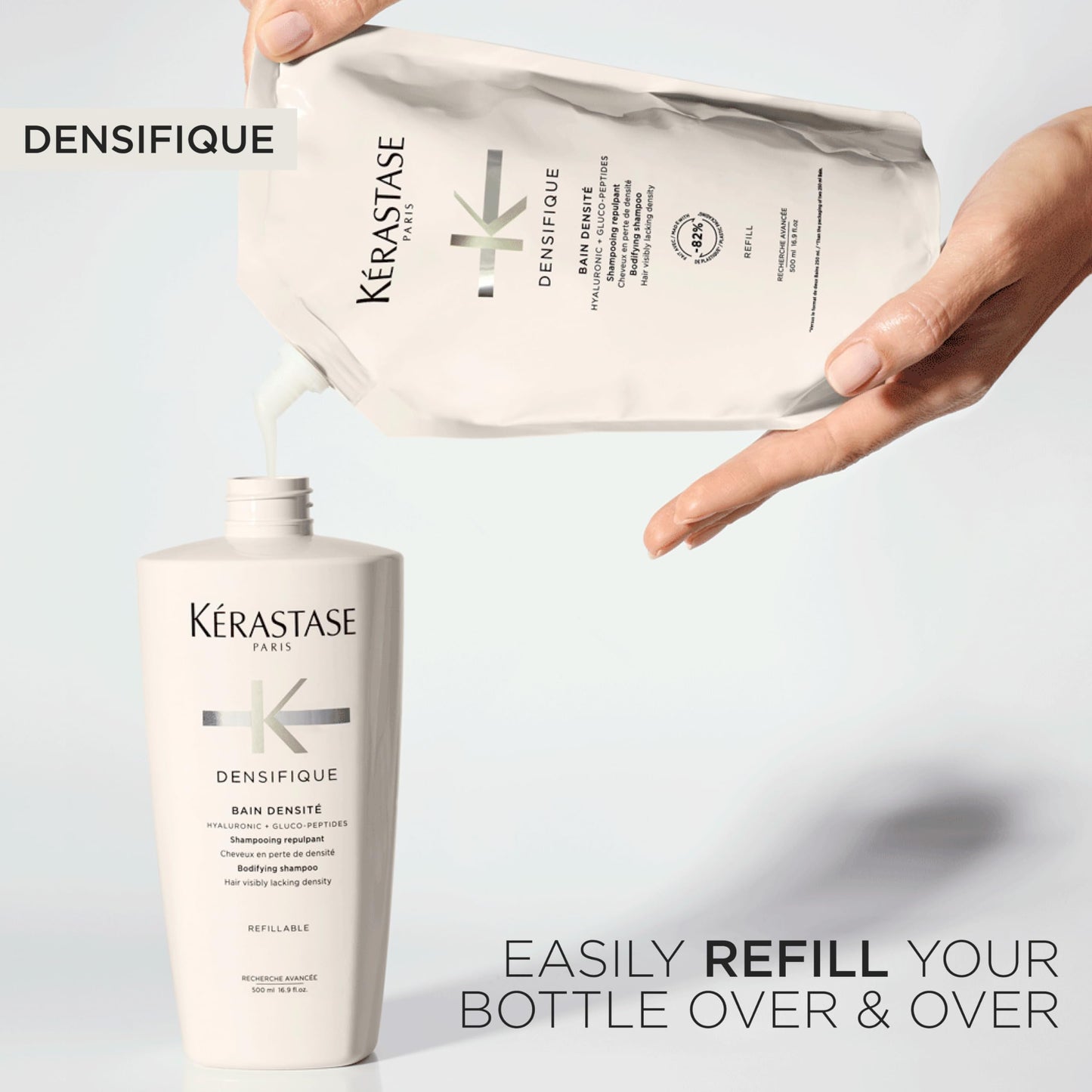 Kerastase Densifique Densité Shampoo - Thickening & Strengthening For Fine & Thinning Hair, Removes Build-Up & Adds Shine With Hyaluronic Acid, 16.9 Fl Oz
