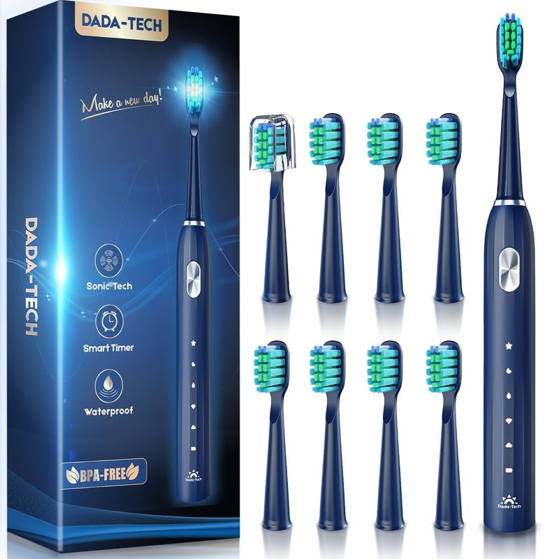 Electric Toothbrush for Adults Kids Electric Toothbrush Rechargeable Sonic Toothbrush Ultrasonic Toothbrush with Timer, 9 Brush Heads, 5 Cleaning Modes 4-Hour Charge Lasts 60 Days (Blue 8-12)