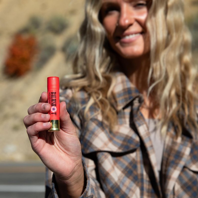 BALMSHOT Lip Balm 4-Pack | SPF 15 Beeswax Formula in Pomegranate & Raspberry - Durable Shotgun Shell Tube
