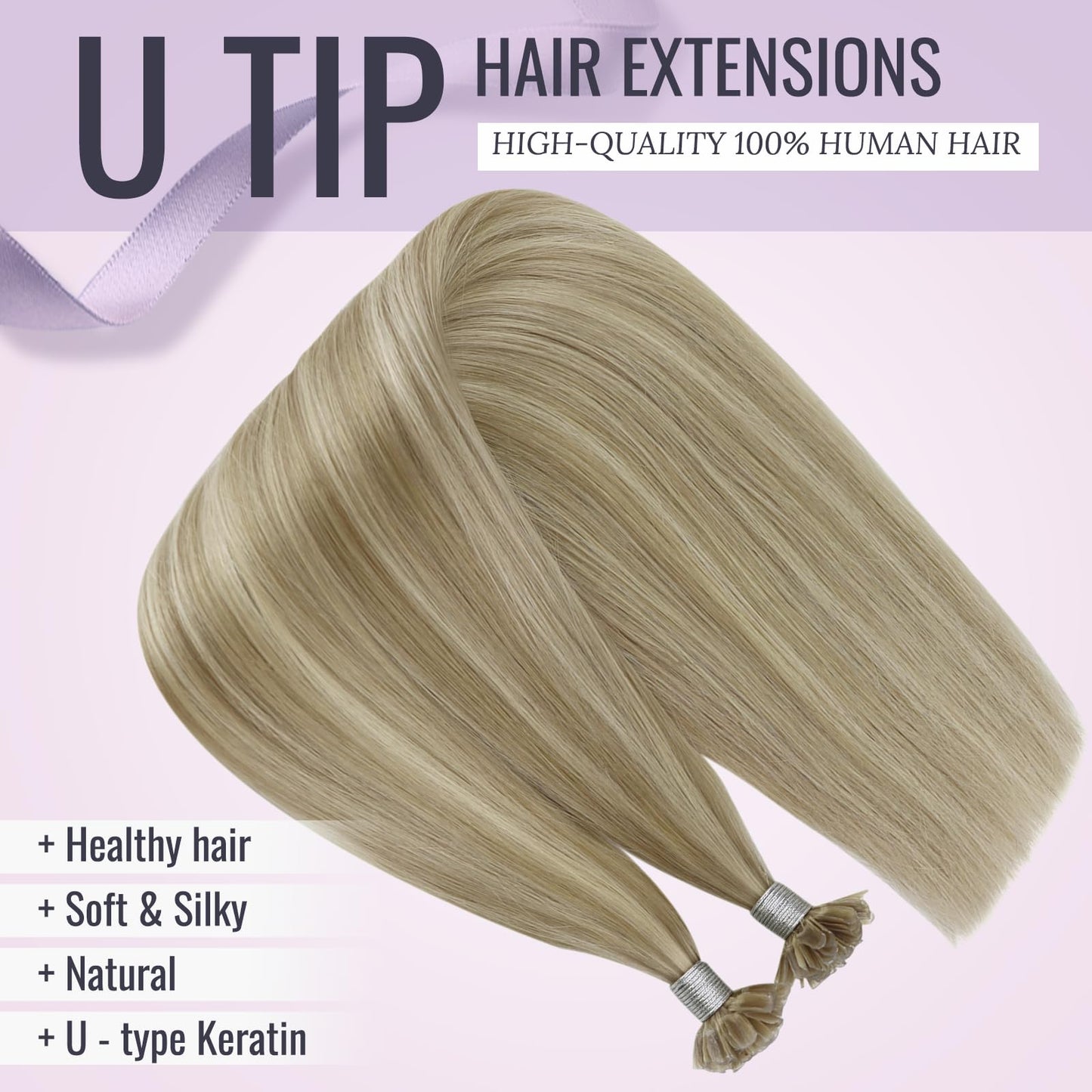 Fshine K Tip Human Hair Extensions 14 Inch Dark Ash Blonde Golden Highlight 40 g Real Human Hair Keratin Bond Seamless Blend Natural Flow Lightweight Comfort Everyday Styling
