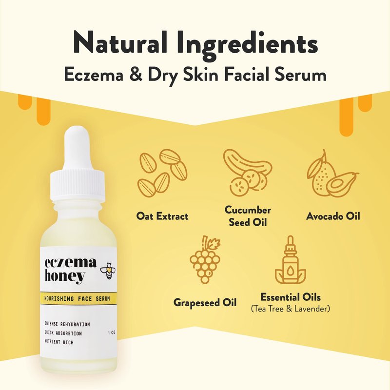 ECZEMA HONEY Nourishing Face Serum - Daily Hydrating Serum - Face Oil for Eczema, Dry & Sensitive Skin (1 Oz)