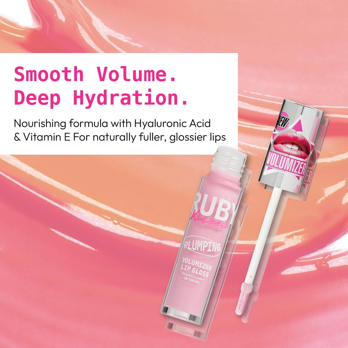 Ruby Kisses Hyaluronic Lip Gloss, High-Shine Volumizing Plumping Hydrating