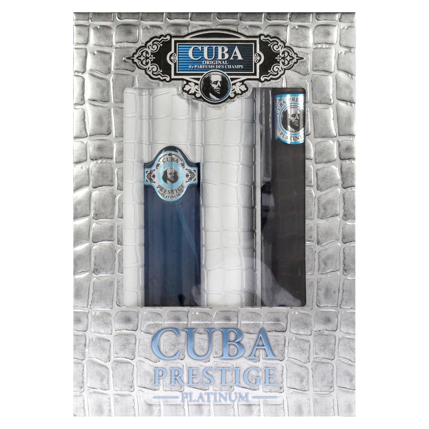 Cuba Prestige Platinum Cologne Gift Set for Men - 3.4oz & 1.17oz EDT Sprays