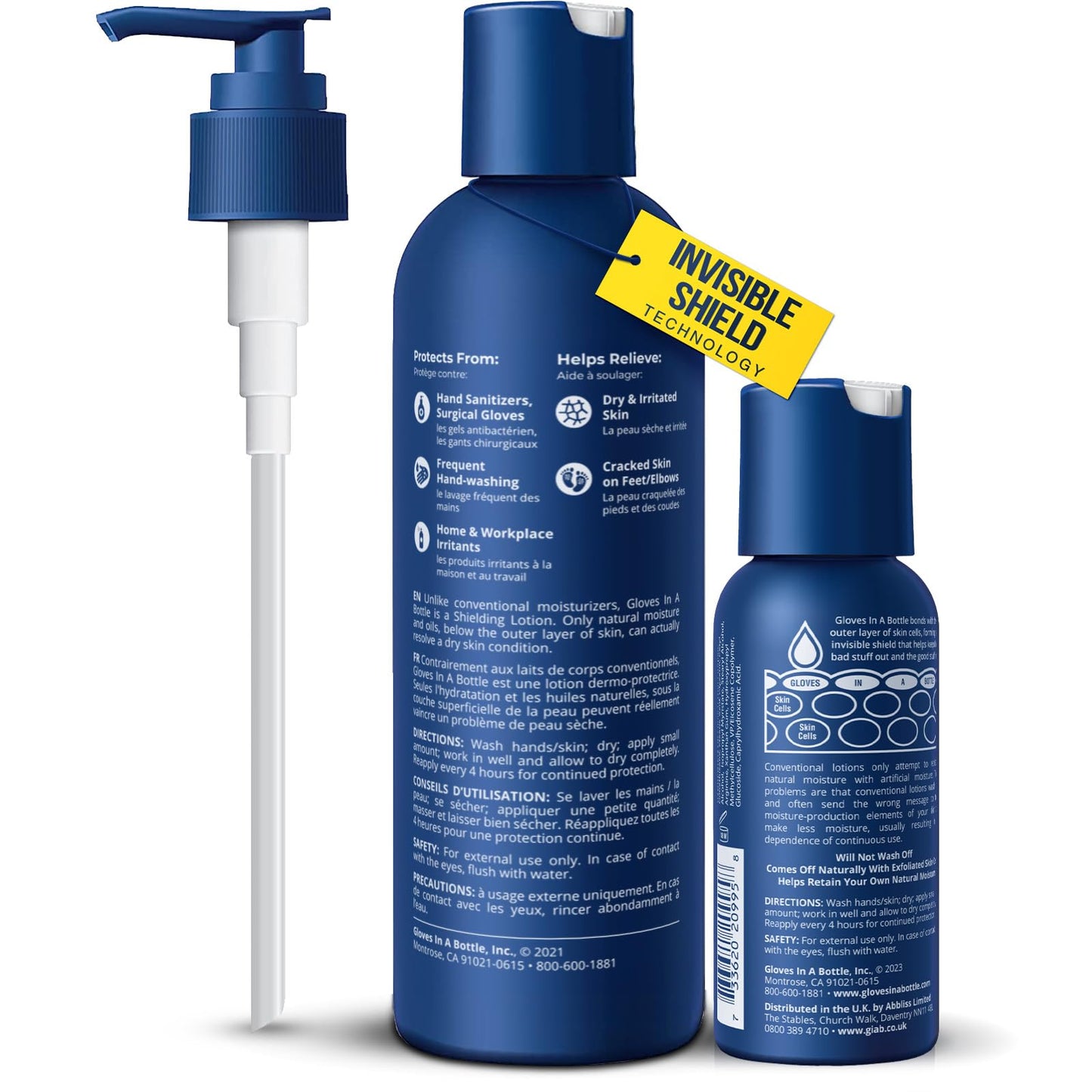 Gloves In A Bottle Shielding Lotion for Nurses & Healthcare Workers – Non-Greasy Protective Barrier Lotion for Dry, Cracked Hands | Water-Resistant Moisturizer | 2 oz & 8 oz Pump
