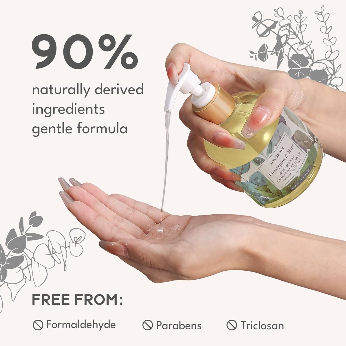 Eucalyptus & Mint Liquid Hand Soap Refill - Gentle, Moisturizing Formula | 750 ML Bottles, Pack of 3