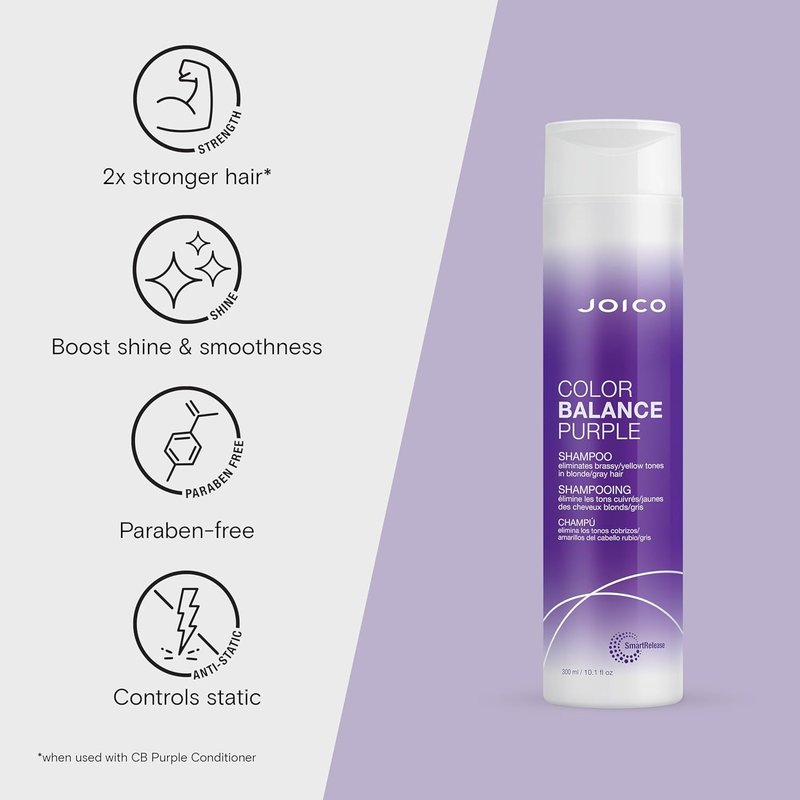 Joico Color Balance Purple Shampoo & Conditioner - Eliminate Brassy Tones | Boost Vibrancy & Shine | UV Protection with Rosehip Oil & Green Tea Extract