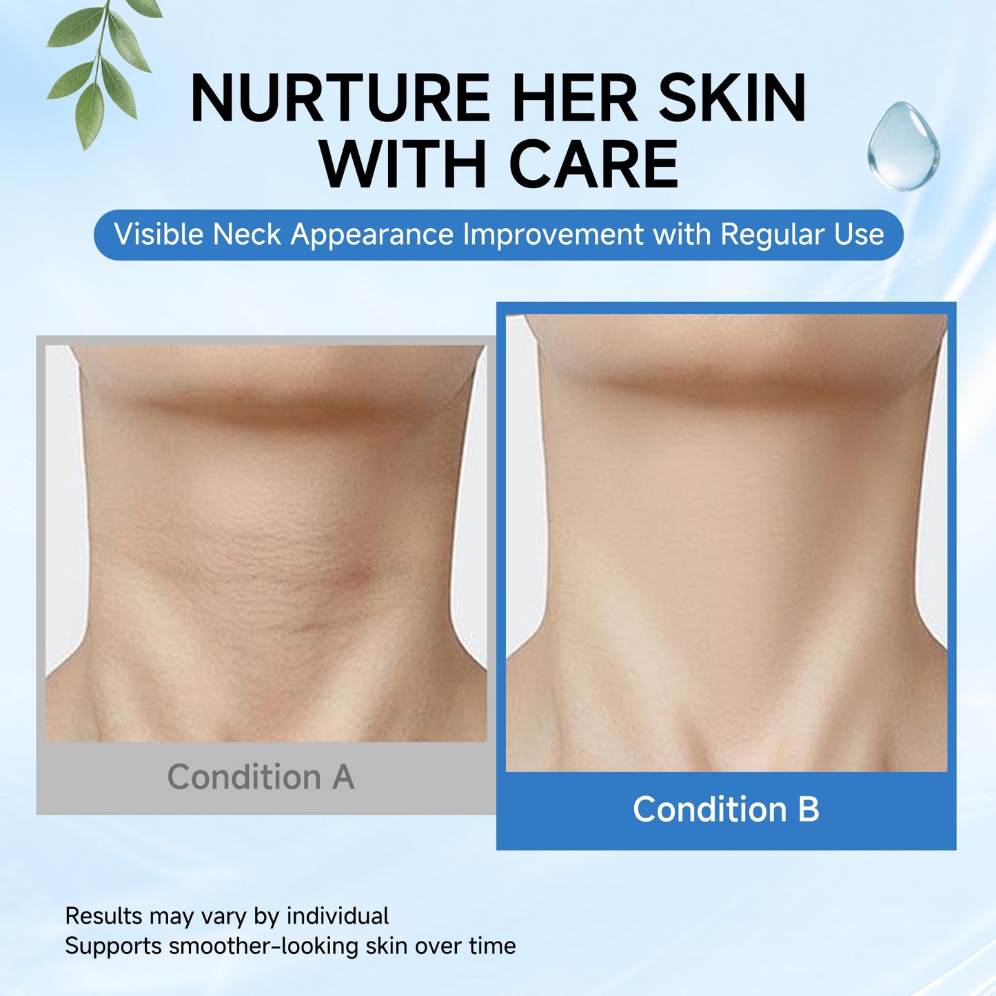 HONLINK Collagen Neck Mask, Hydrating Neck Care Masks with Hyaluronic Acid, Collagen & Peptides, Moisture Support for Soft & Smooth Looking Neck Skin, 8 Individually Packed Masks