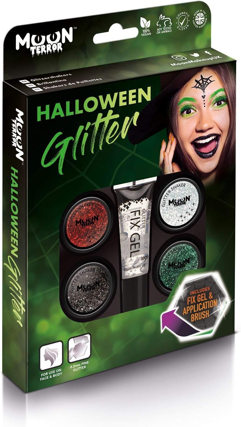 Halloween Glitter Shakers - SFX Makeup Box Set for Face, Body & Hair | 0.17g Each
