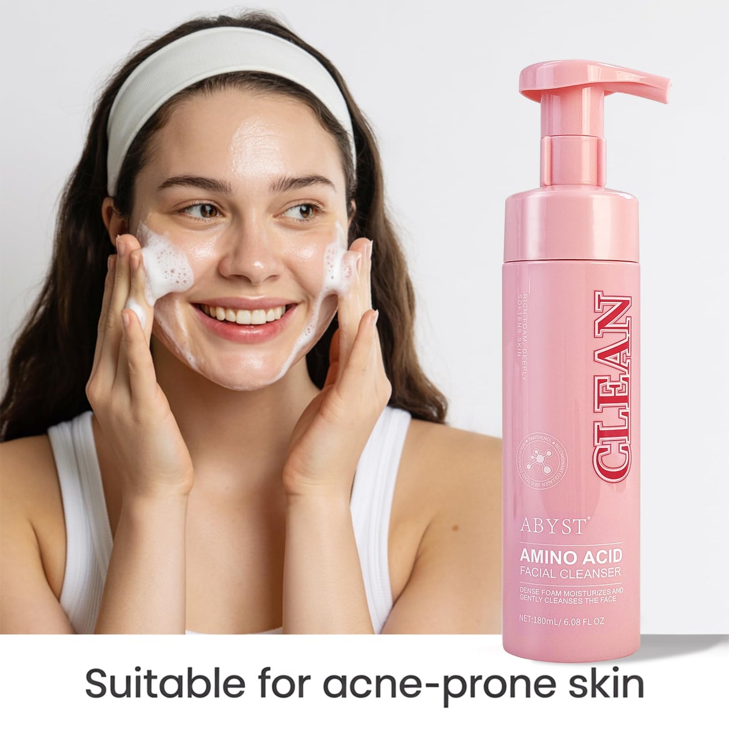 CJMJIM Foam Facial Cleanser - 2-in-1 Makeup Removing Face Wash with Hyaluronic Acid & Amino Acids, Moisturizing Formula for Dry to Combination Skin, Gentle Daily Cleansing (1)