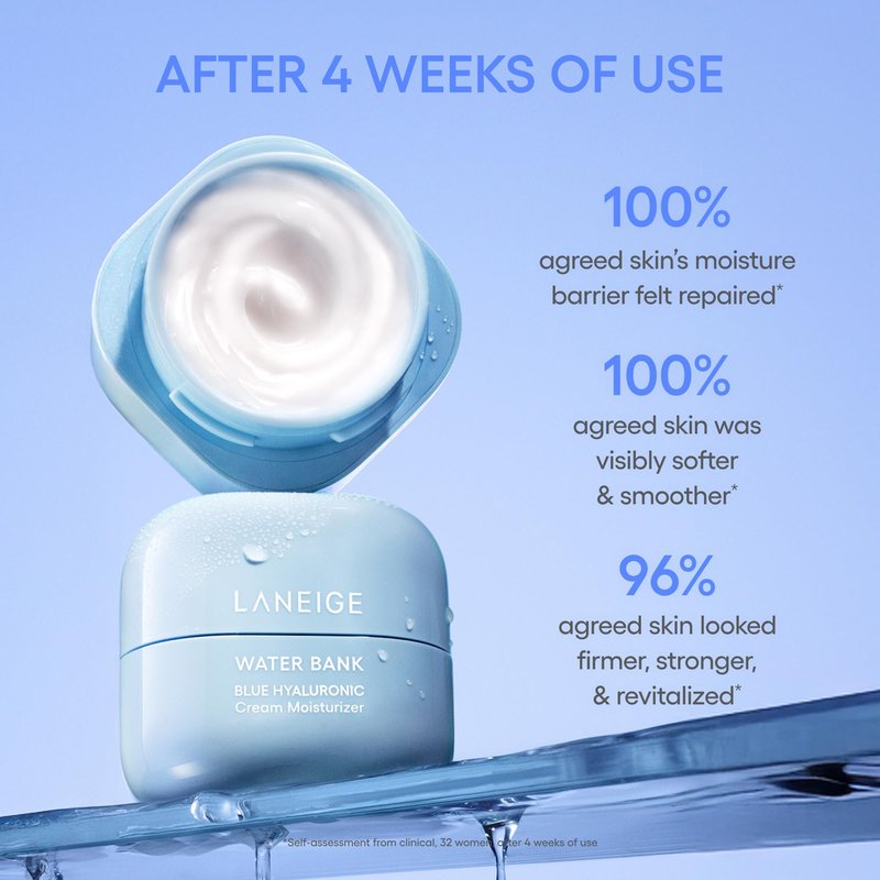 LANEIGE Water Bank Blue Hyaluronic Cream Moisturizer Refill: Hydrating Korean Face Cream with Squalane & Ceramide for Skin Barrier Support, Dermatologist-Tested