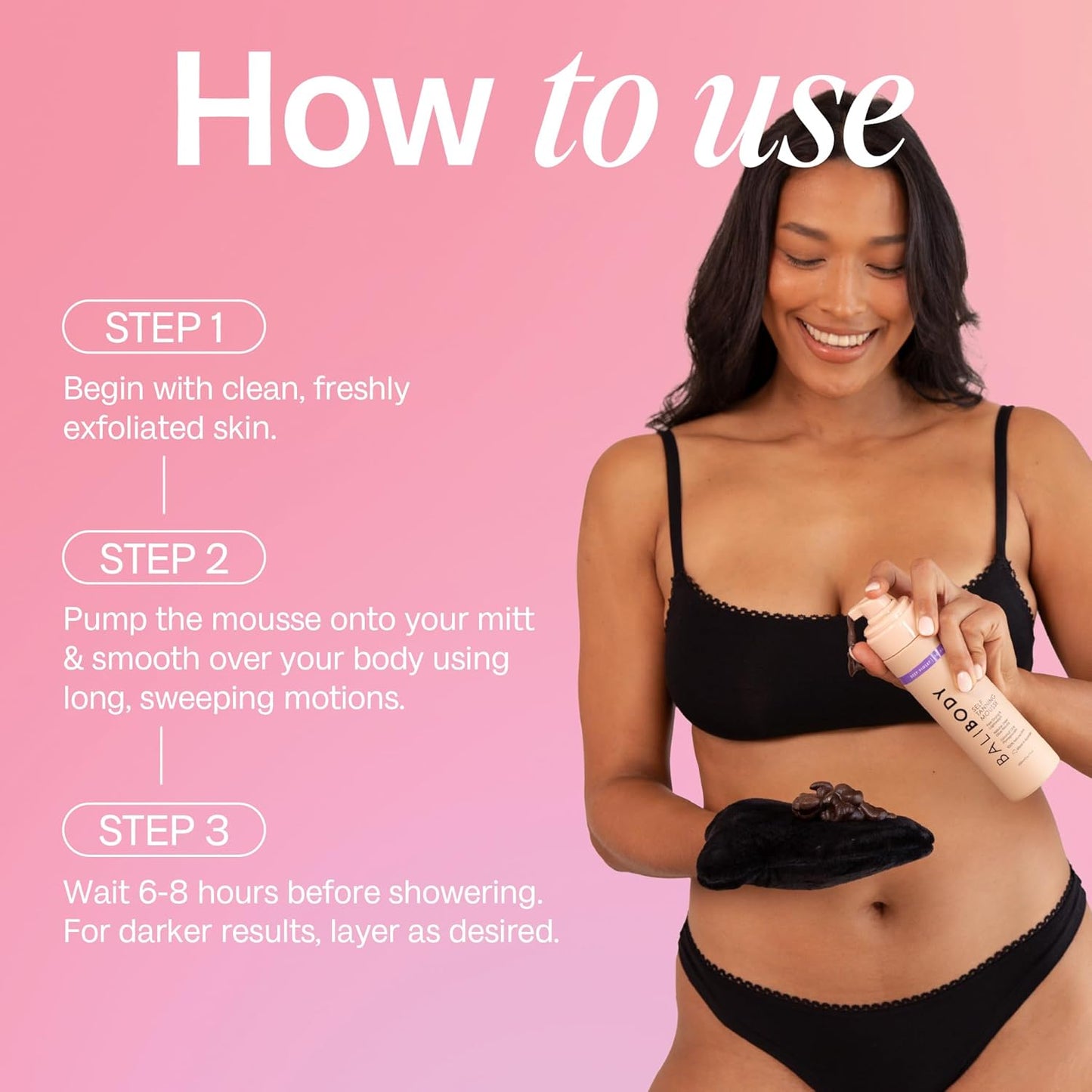Bali Body Self Tanning Mousse - Deep Violet Formula for Dark Tan | Hydrating & Sensitive Skin - 200ml / 6.7fl oz