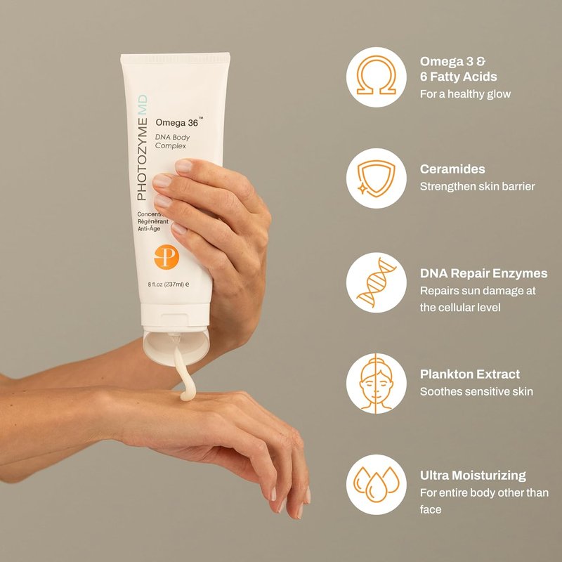 Photozyme Omega 36 Body Complex - Anti-Aging Body Cream with Omega 3 & 6 | Hydrating, Firming, Fragrance-Free - 2 fl oz