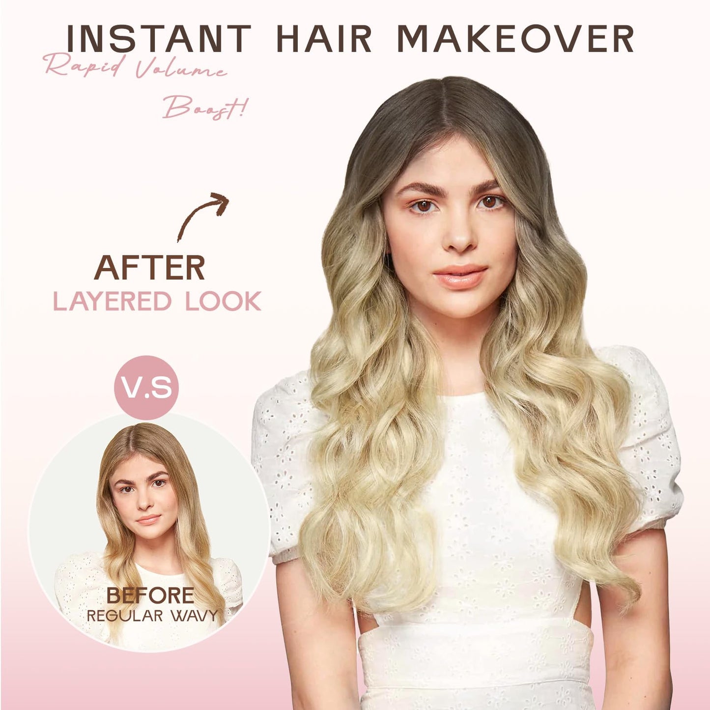 Long Wavy Wig for Women, 26 Inch Synthetic Lace Hairline Ombre Blonde Wigs, Natural-Looking Secure Fit, Soft Heat Resistant Fiber