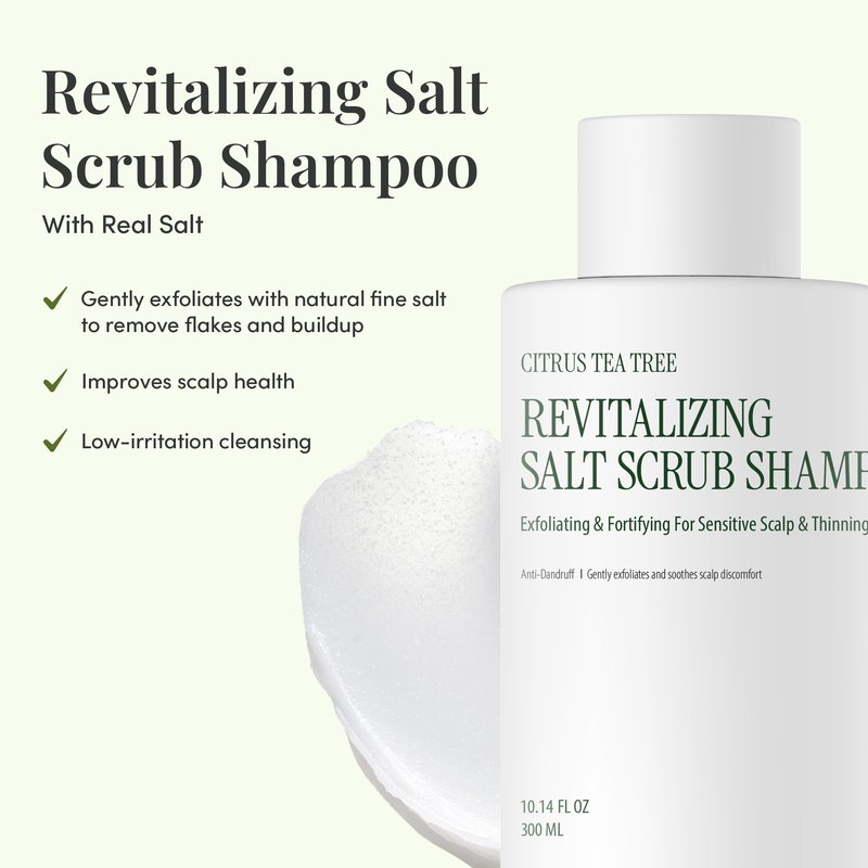 CURLYSHYLL Revitalizing Salt Scrub Shampoo | Exfoliating & Clarifying Scalp Treatment | Dual Salt Formula | Scalp Care for Thinning Hair | 300ml