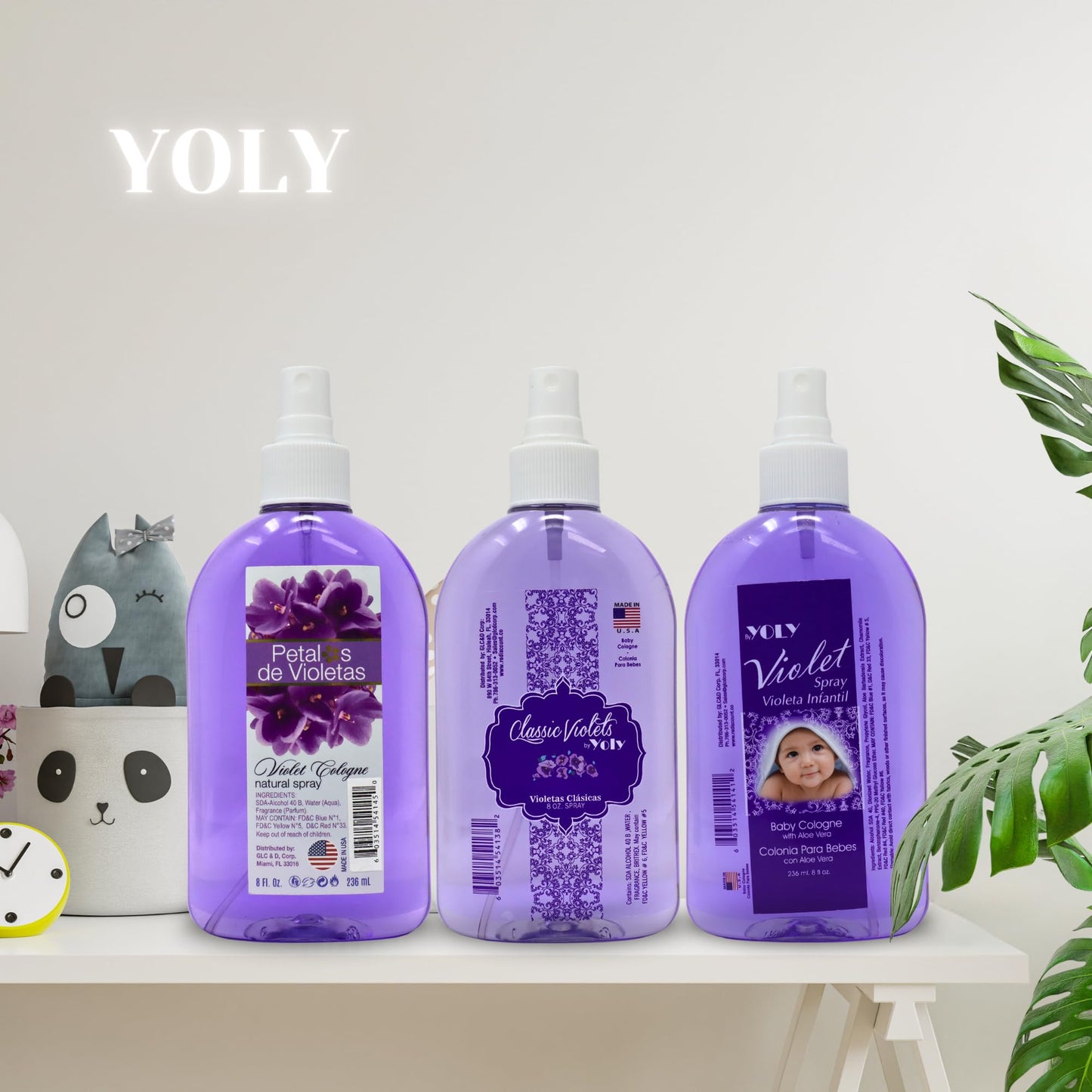 YOLY Petalos de Violetas, Traditional Violet Cologne, Long Lasting, For Babies and Adults (8 Fl Oz/Pack of 1)
