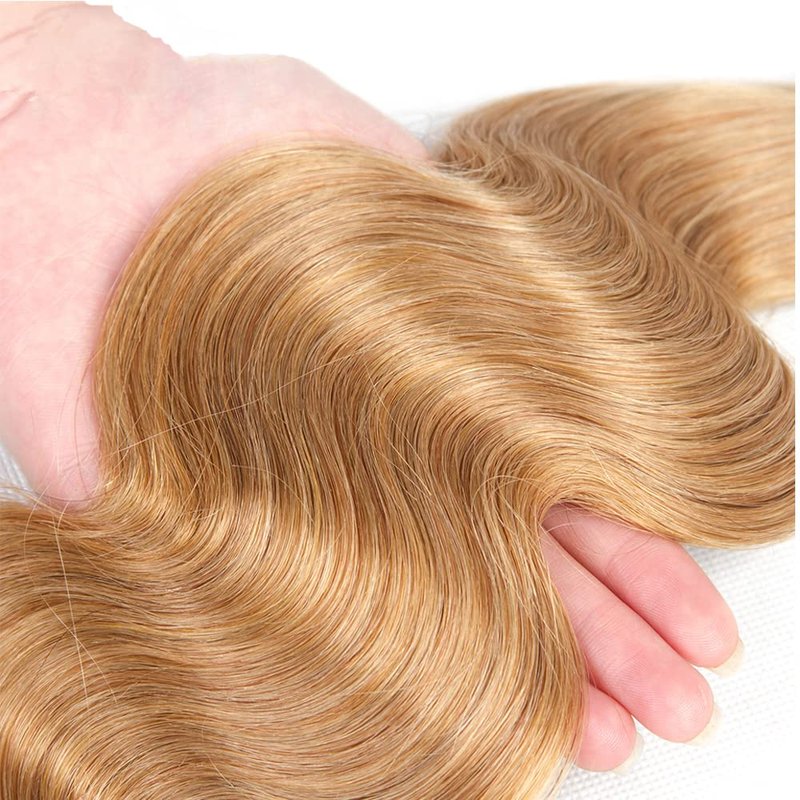 Body Wave Hair Extensions - Honey Blonde Brazilian Virgin Human Hair Bundle | 12 Inch, 50g