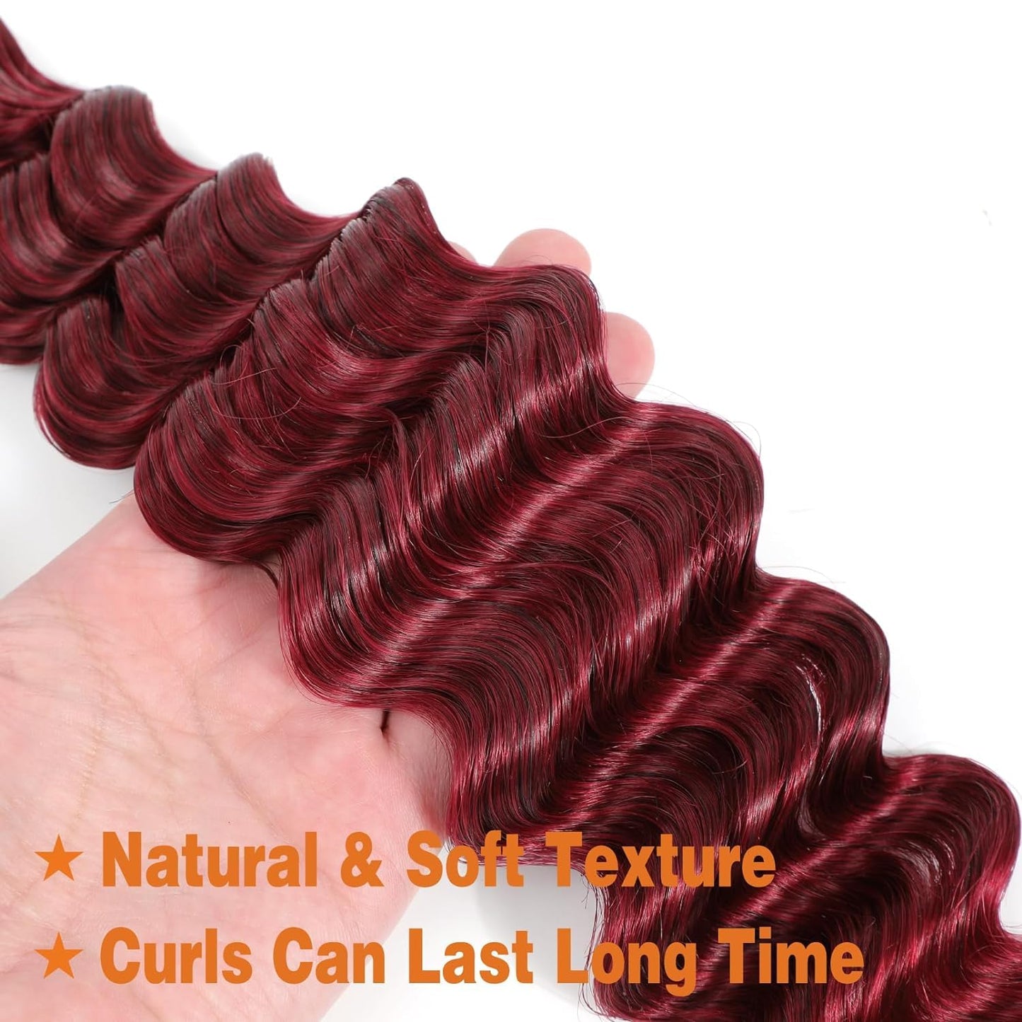 Aikebi Curly Burgundy Braiding Human Hair 100g 22 Inch 99J Burgundy Deep Water Wave Bulk Human Hair for Braiding No Weft Brazilian Virgin Deep Curly Human Hair Extensions for Boho Braids