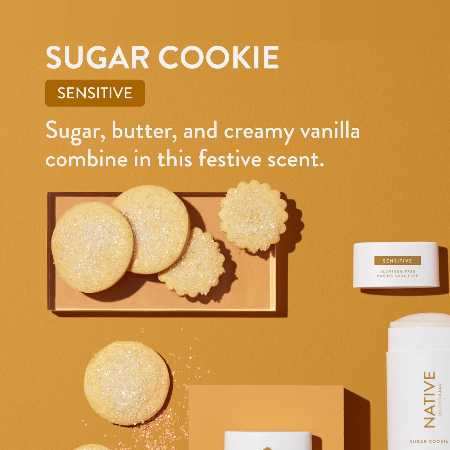 Native Sensitive Deodrant Contains Naturally Derived Ingredients | Deodorant for Women and Men, Aluminum Free, Baking Soda Free, and Shea Butter | Sugar Cookie (Sensitive)