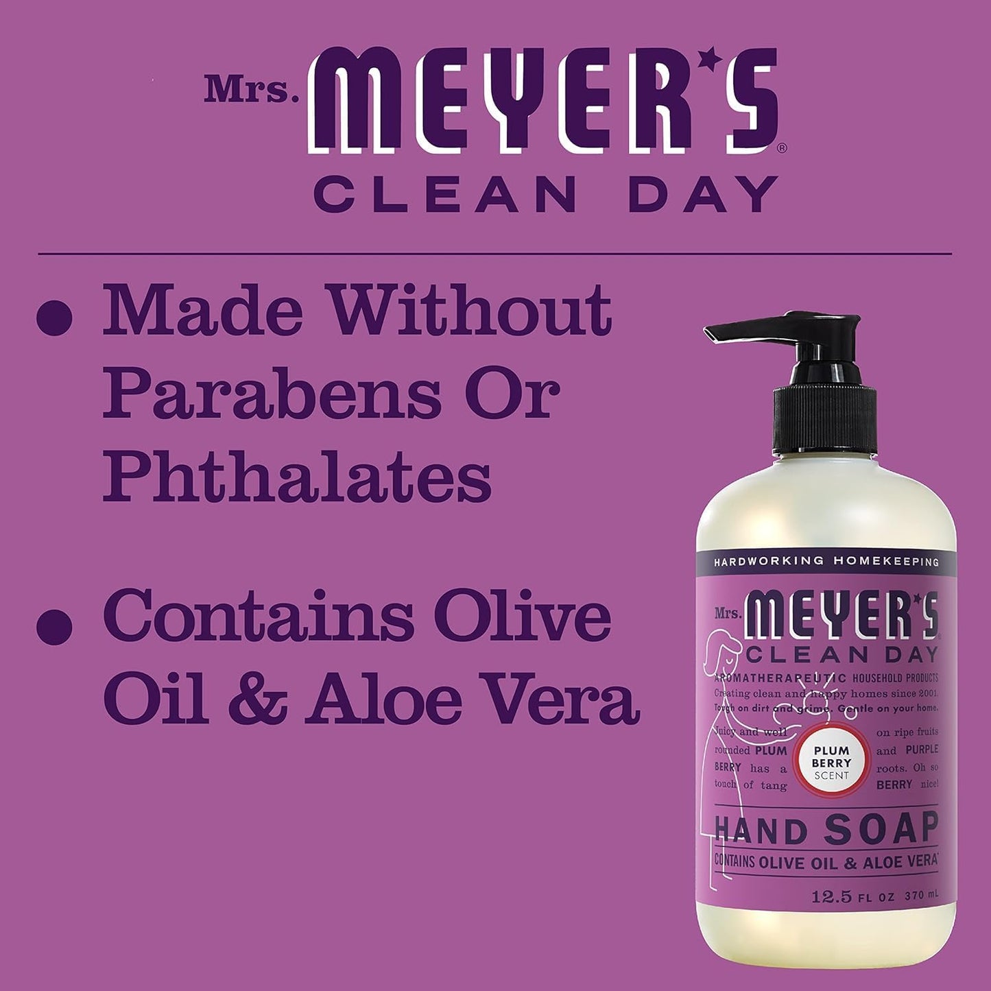 Mrs. MEYER'S CLEAN DAY Plum Berry Scent Hand Soap Refill 33 Fl Oz (Pack of 4)