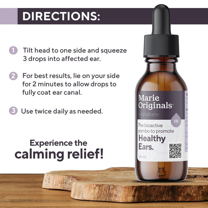 Marie Originals Natural Ear Oil Drops | Mullein Garlic Oil Ear Drops for Infections Prevention, Herbal Ear Ache Drops for Adults, Kids & Pets, Soothes Ear Pain & Wax Removal, Earache Remedies (2 Pack)