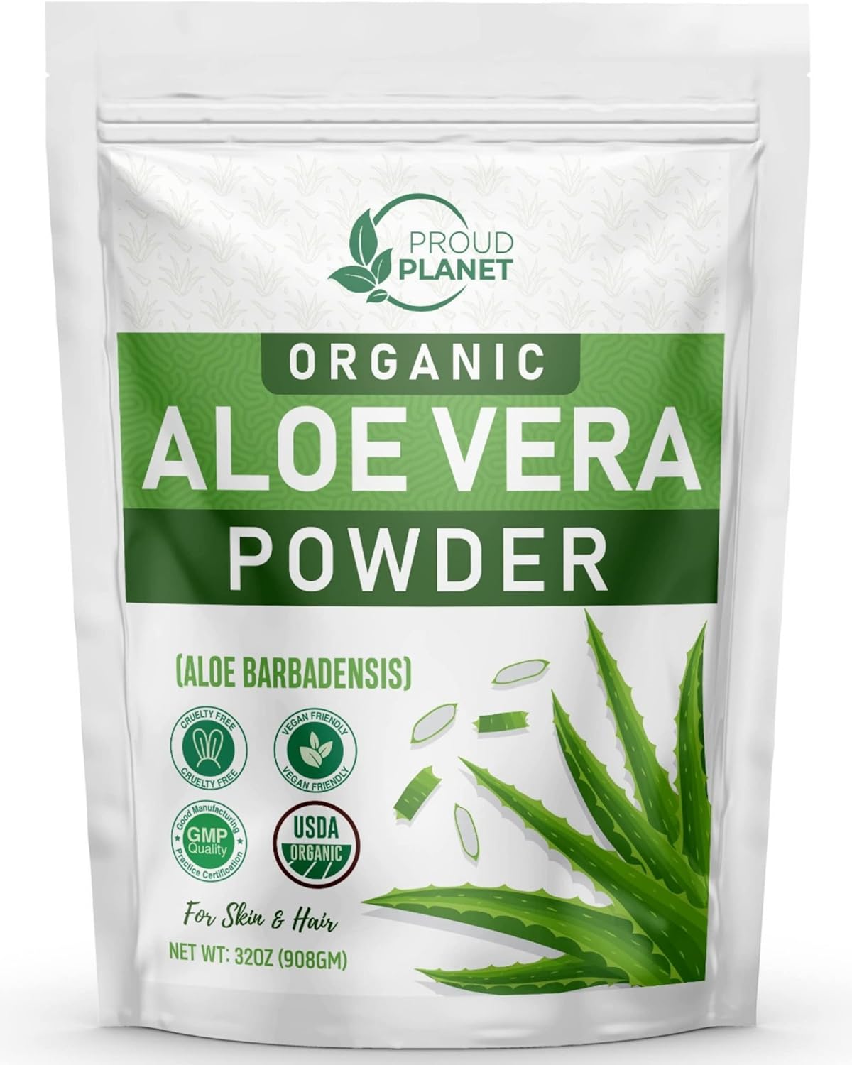 Organic Aloe Vera Powder - USDA Certified Aloe Barbadensis for Hair & Face | 2 Pounds