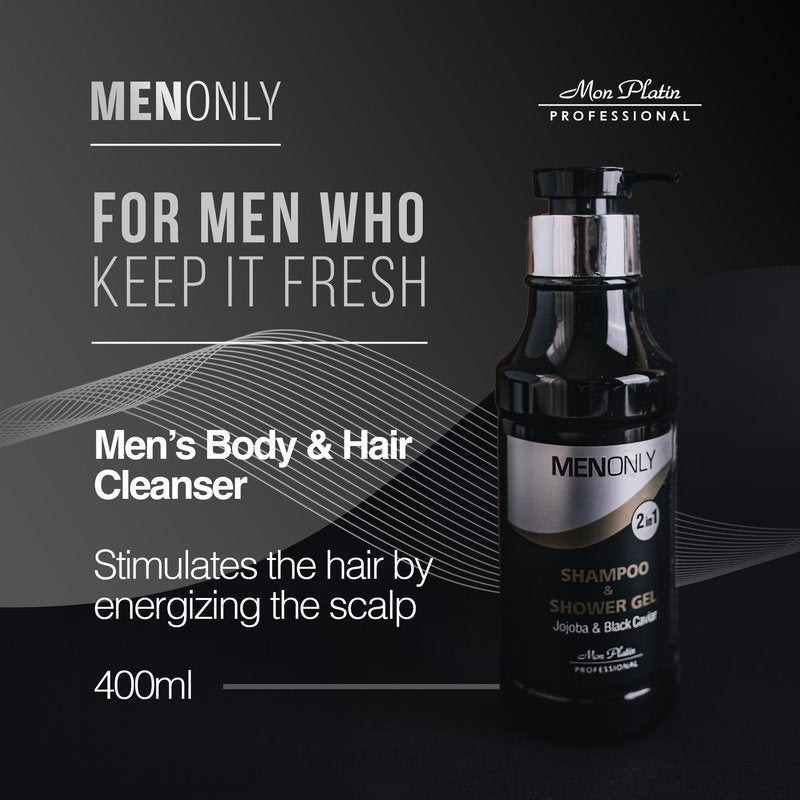 Mon Platin Men’s Daily Shampoo – Black Caviar & Jojoba Extracts – Anti-Dandruff, Volumizing & Refreshing – 400ml
