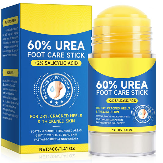 Urea Foot Care Stick - 60% Urea with 2% Salicylic Acid, 1.41oz - Moisturizer for Dry Cracked Feet,Knees,Elbows & Hands,Hydrating Cream,Callus Remover & Skin Softener,Soothes & Repairs Dry Skin