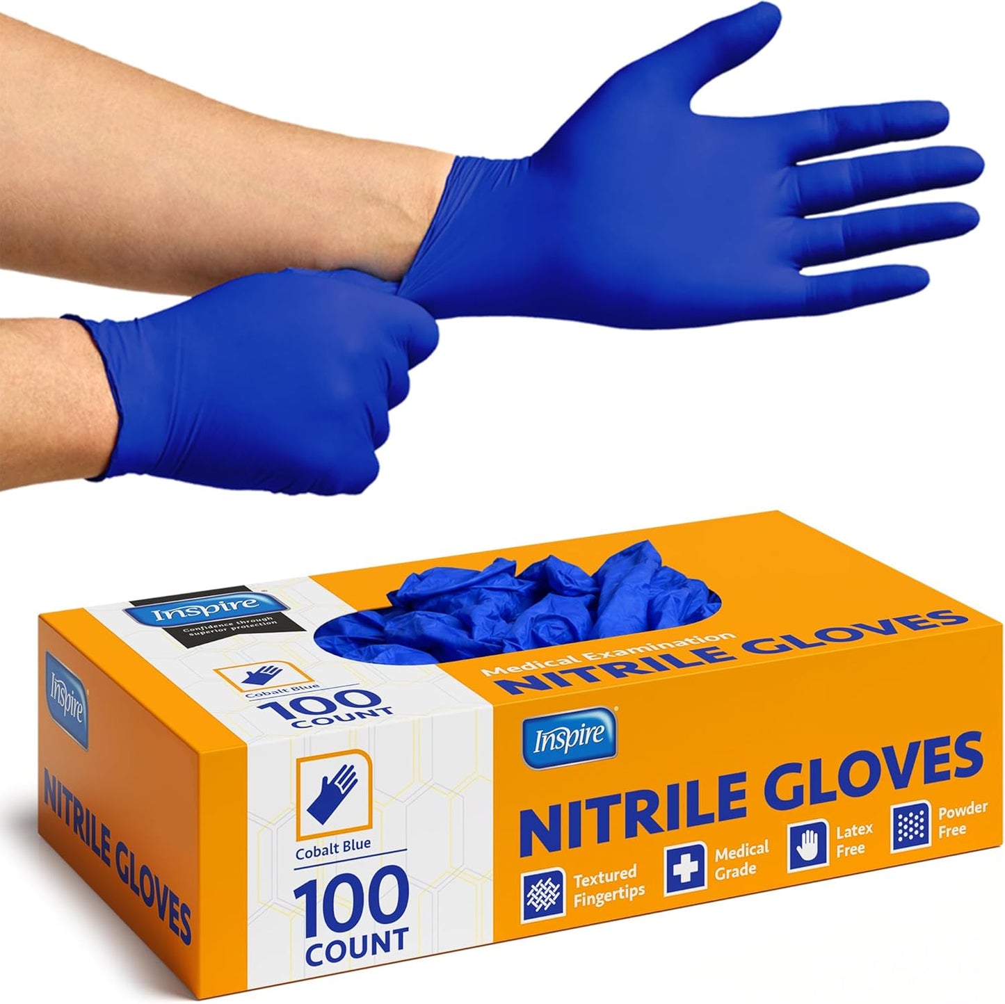 Cobalt Blue Nitrile Disposable Gloves - 4.5 Mil Thickness | Safety Medical Exam & Cleaning Use