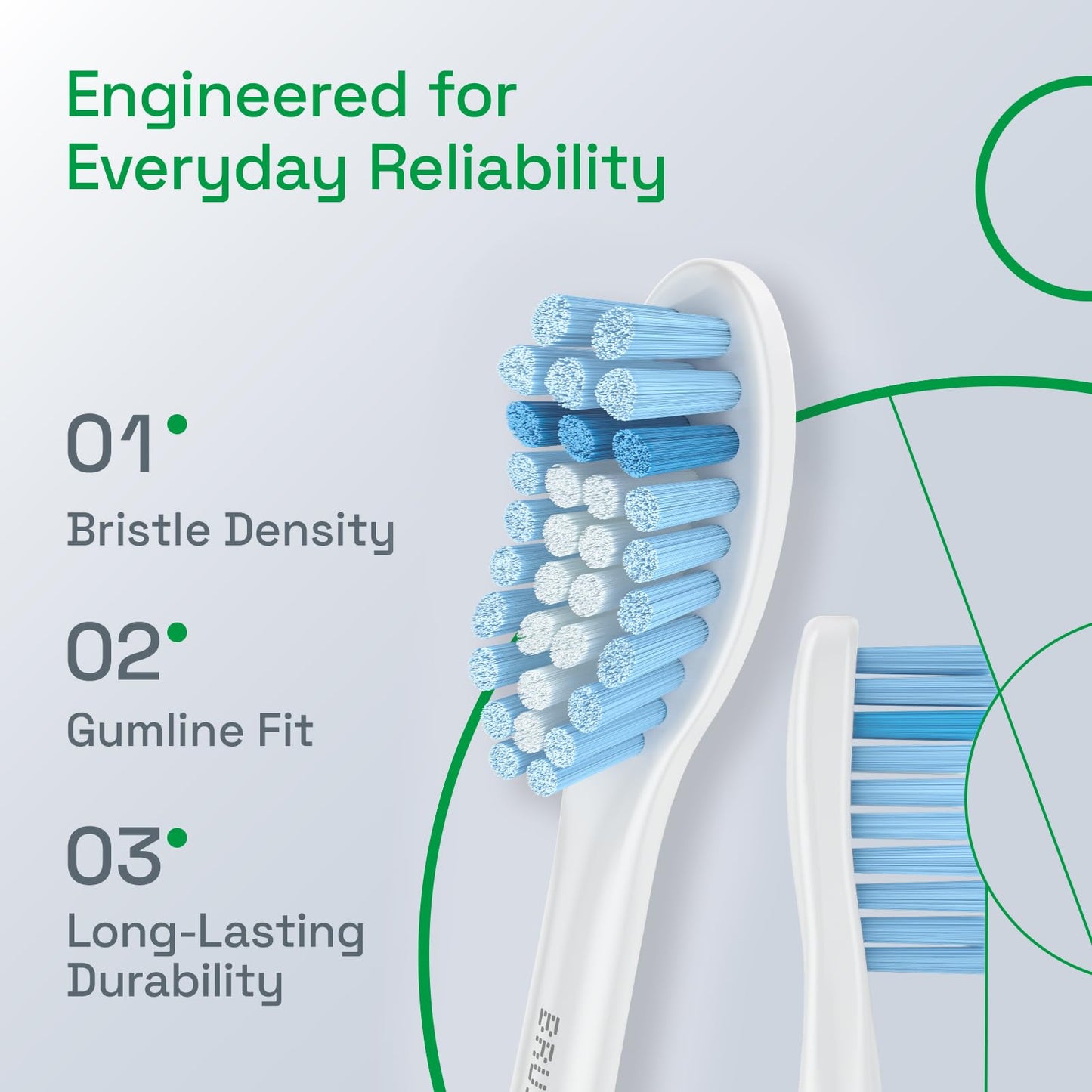 Brushmo Gum Care Sensitive Replacement Toothbrush Heads, Compatible with Philips Sonicare Click-on Toothbrush Handles, 8 Standard Heads, Extra Soft Dupont Bristles for Sensitive Teeth, BM658, White